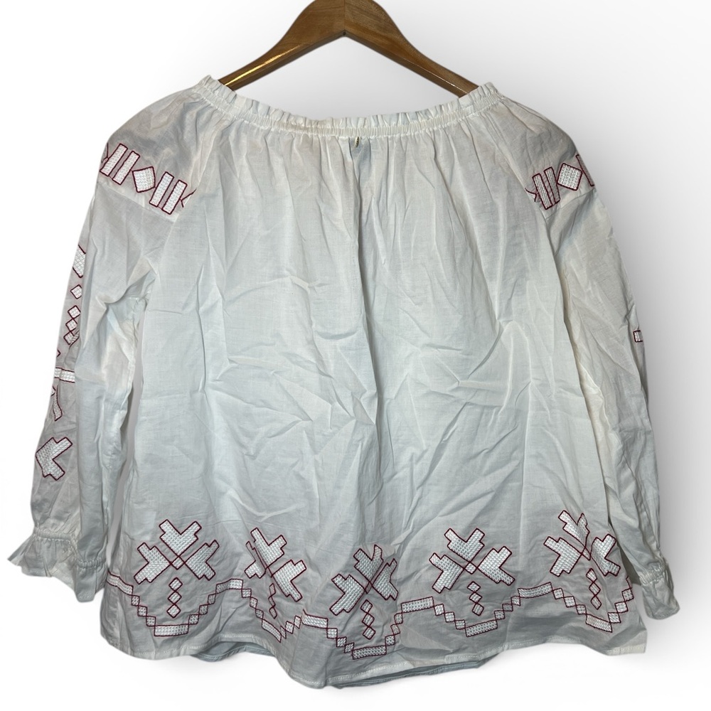 Harlyn‎ Farina Boho Off Shoulder Aztec Puff Sleeve Embroidery Festival Blouse S - Picture 2 of 7